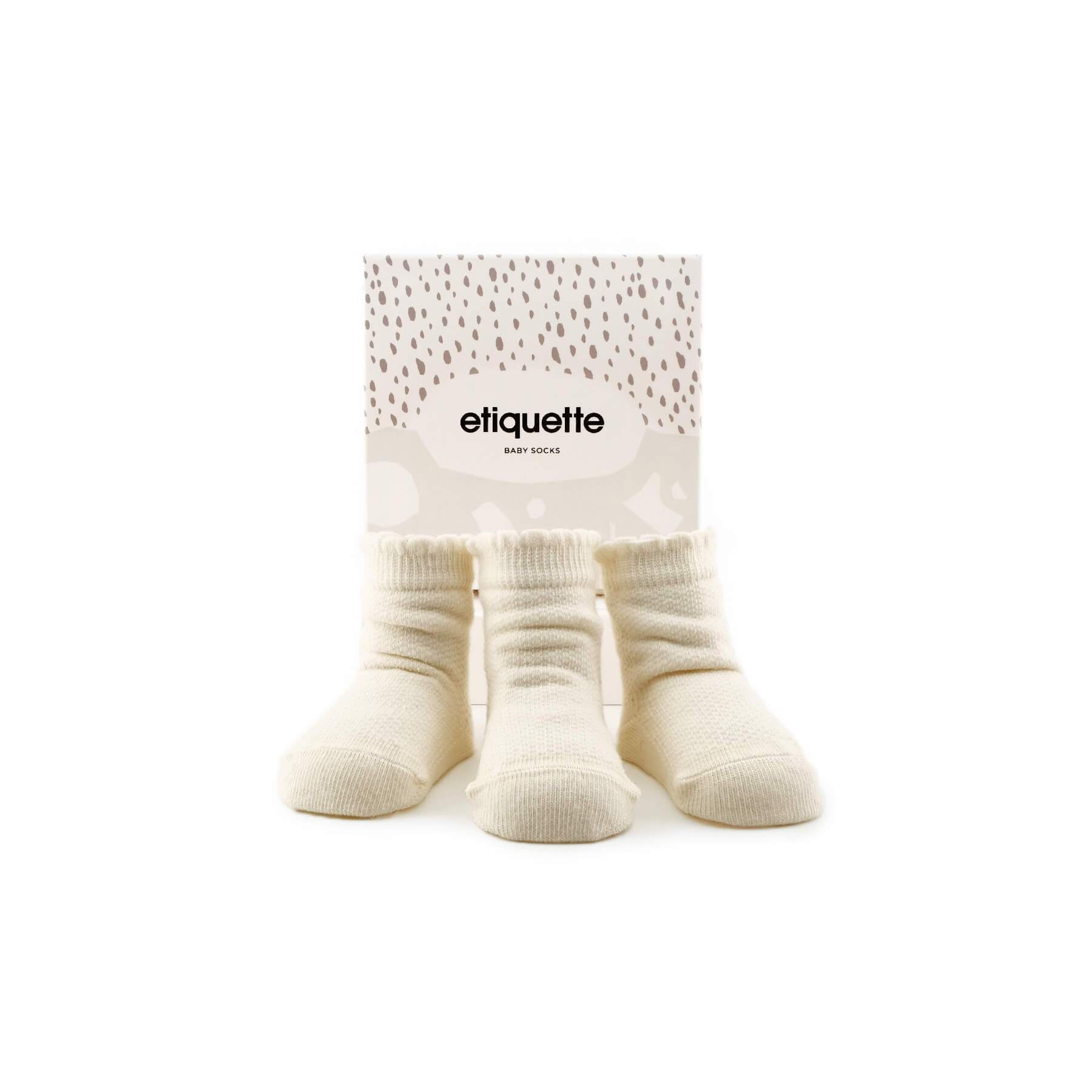 Baby Socks - Cashmere Pique Baby Socks Gift Box - Ecru - baby shower - main view⎪Lil'Etiquette Clothiers