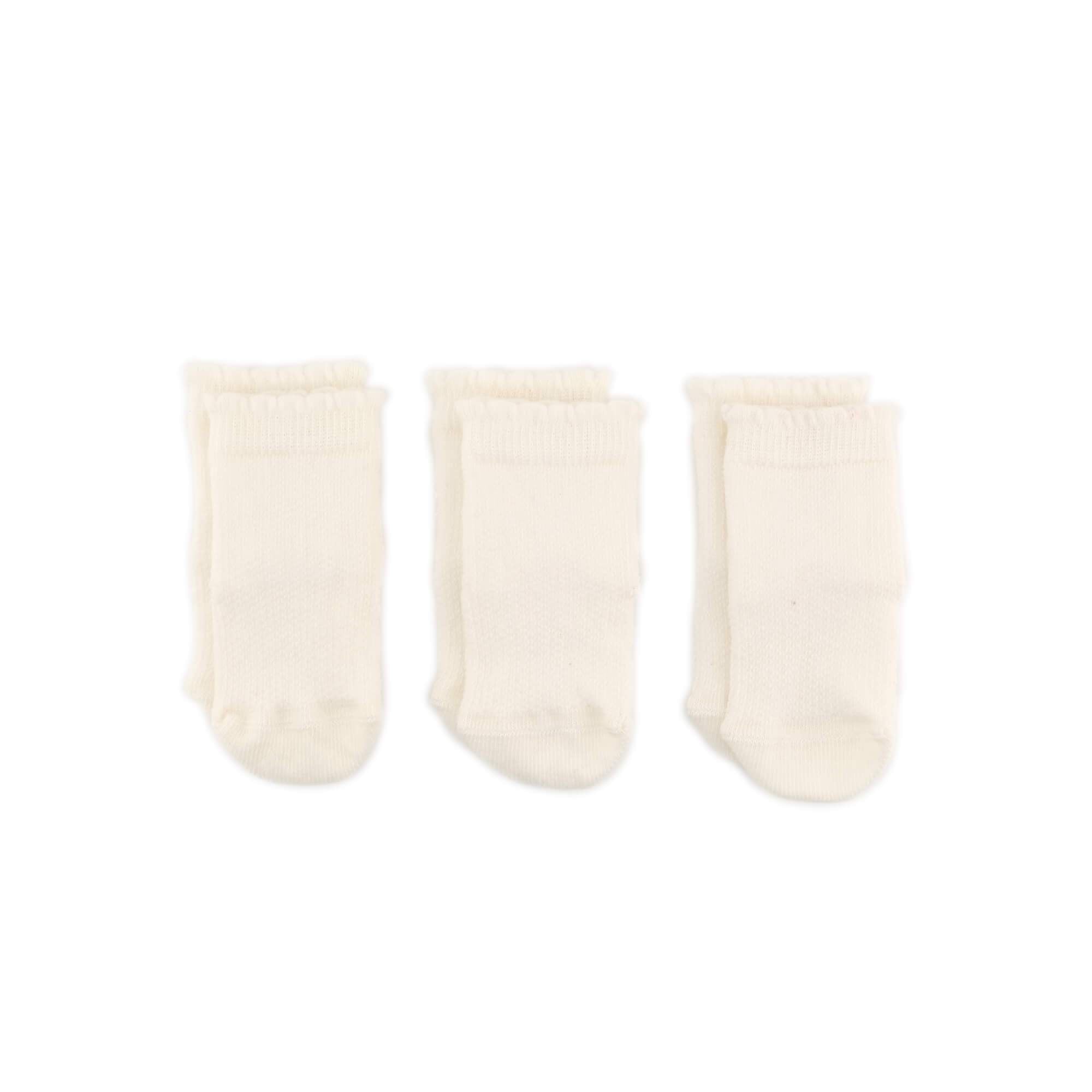 Baby Socks - Cashmere Pique Baby Socks Gift Box - Ecru - product front view⎪Lil'Etiquette Clothiers