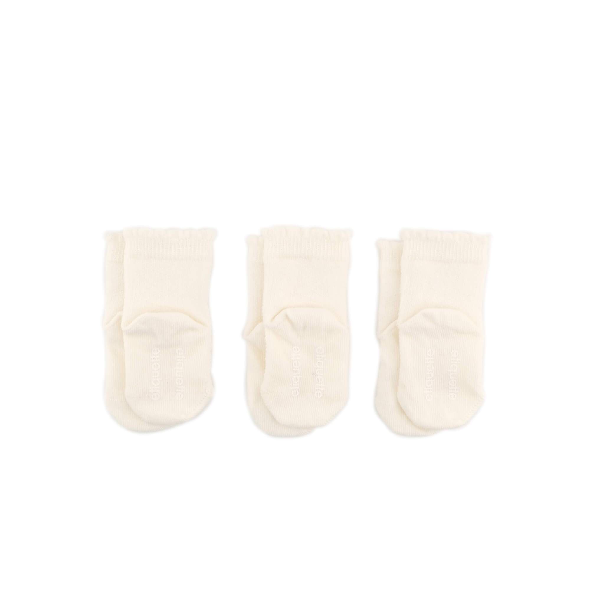 Baby Socks - Cashmere Pique Baby Socks Gift Box - Ecru - product back view⎪Lil'Etiquette Clothiers