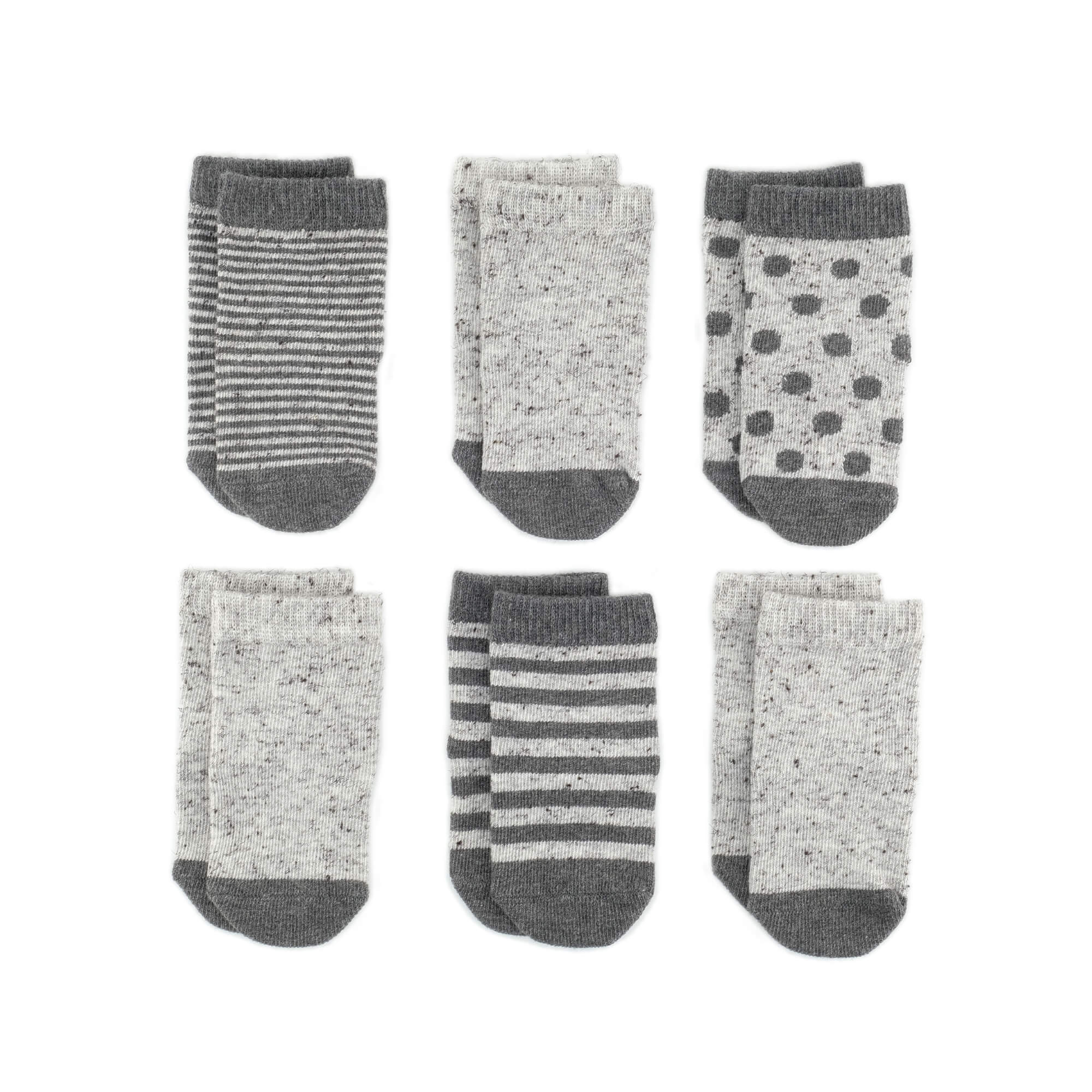Baby Socks - New York Etiquette Baby Socks Gift Box - Heather grey ecru chic Baby Socks - product top view⎪Lil'Etiquette Clothiers
