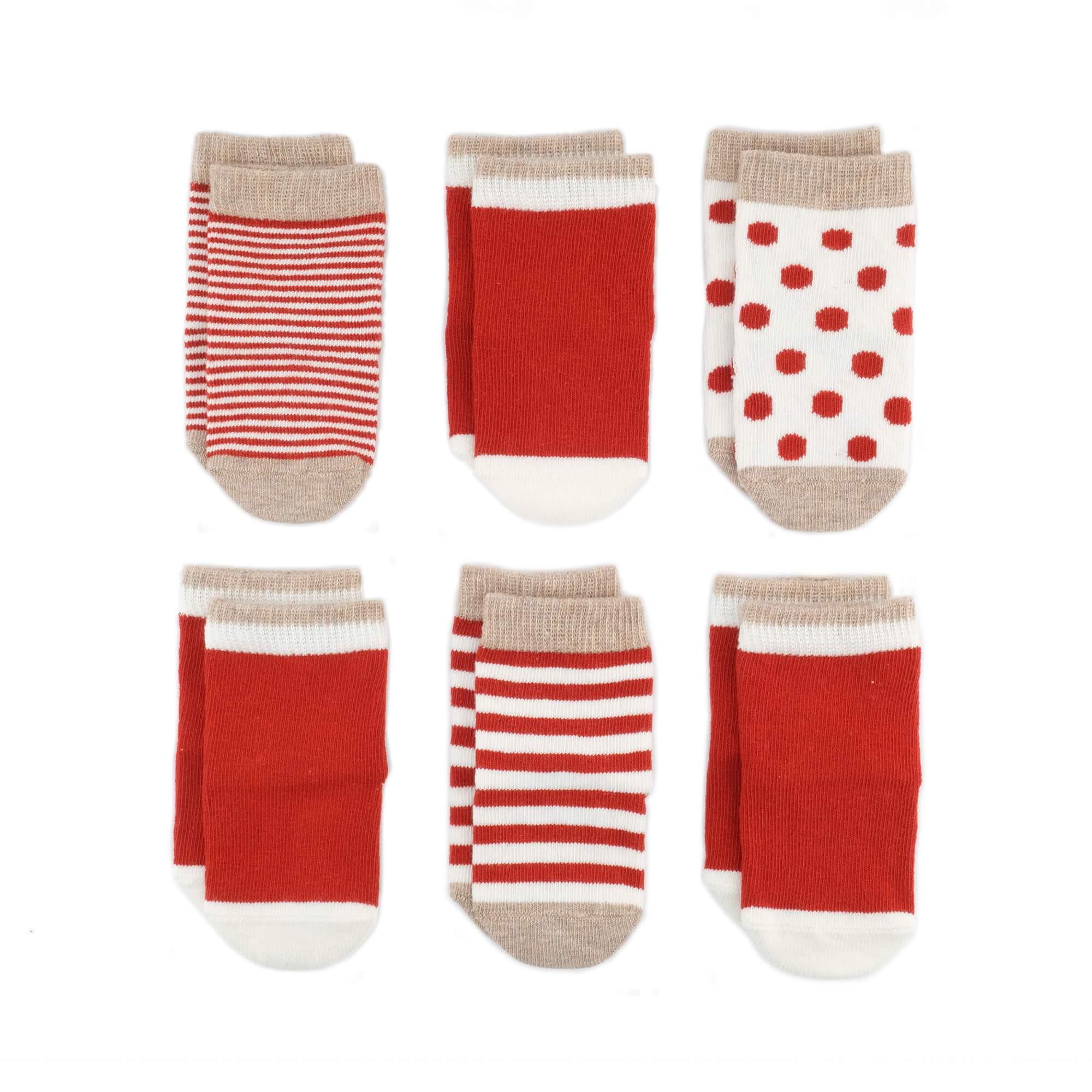 Baby Socks - Classic Earth Baby Socks Gift Box - Red Brown Ecru - product front view⎪Lil'Etiquette Clothiers