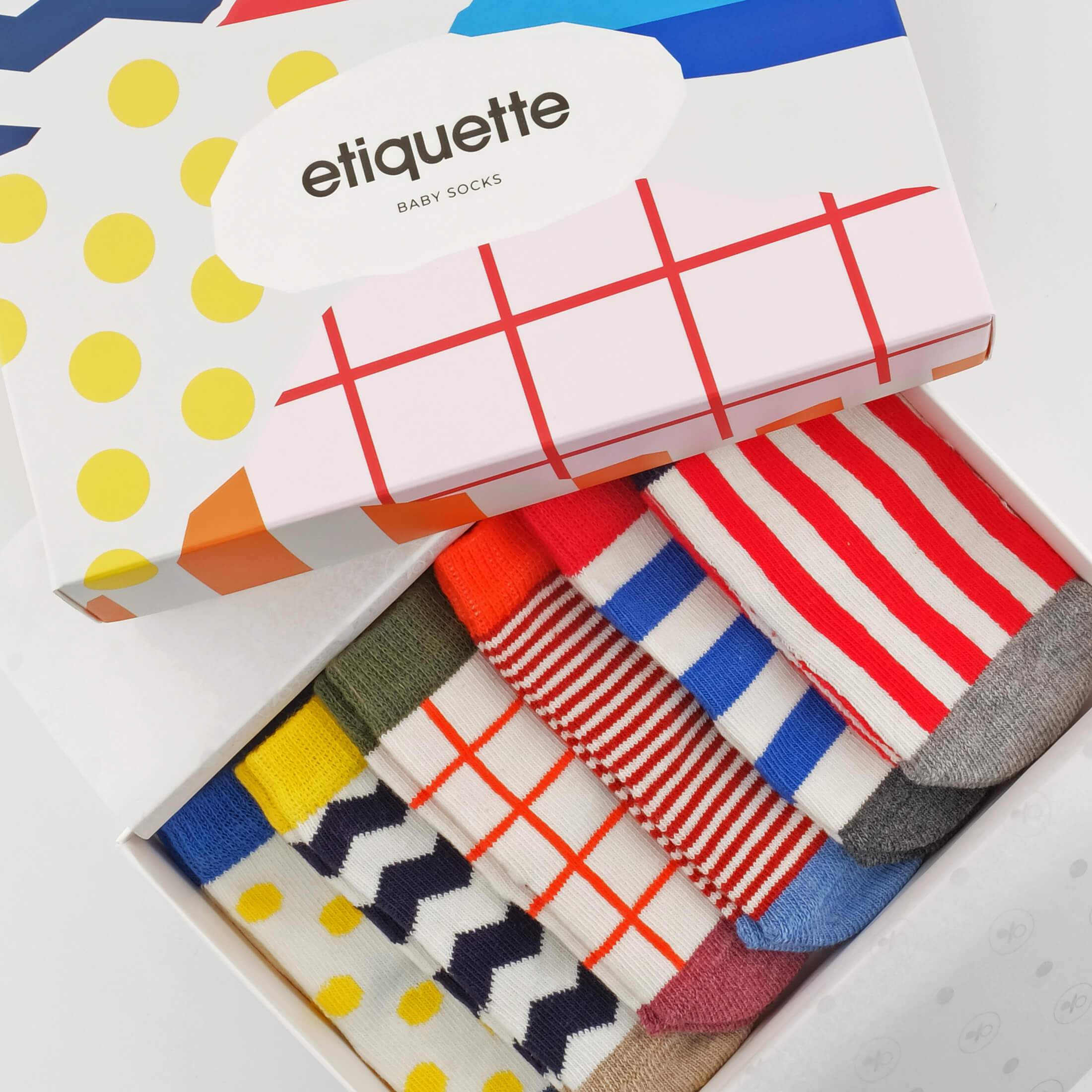 Baby Socks - Graphix Baby Socks Gift Box - Colorful baby socks - top box view⎪Lil'Etiquette Clothiers