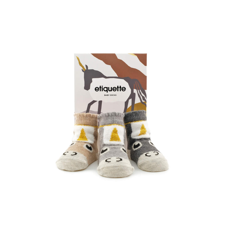 Unicorn Baby Socks Gift Box in Heathery Hues by Lil etiquette