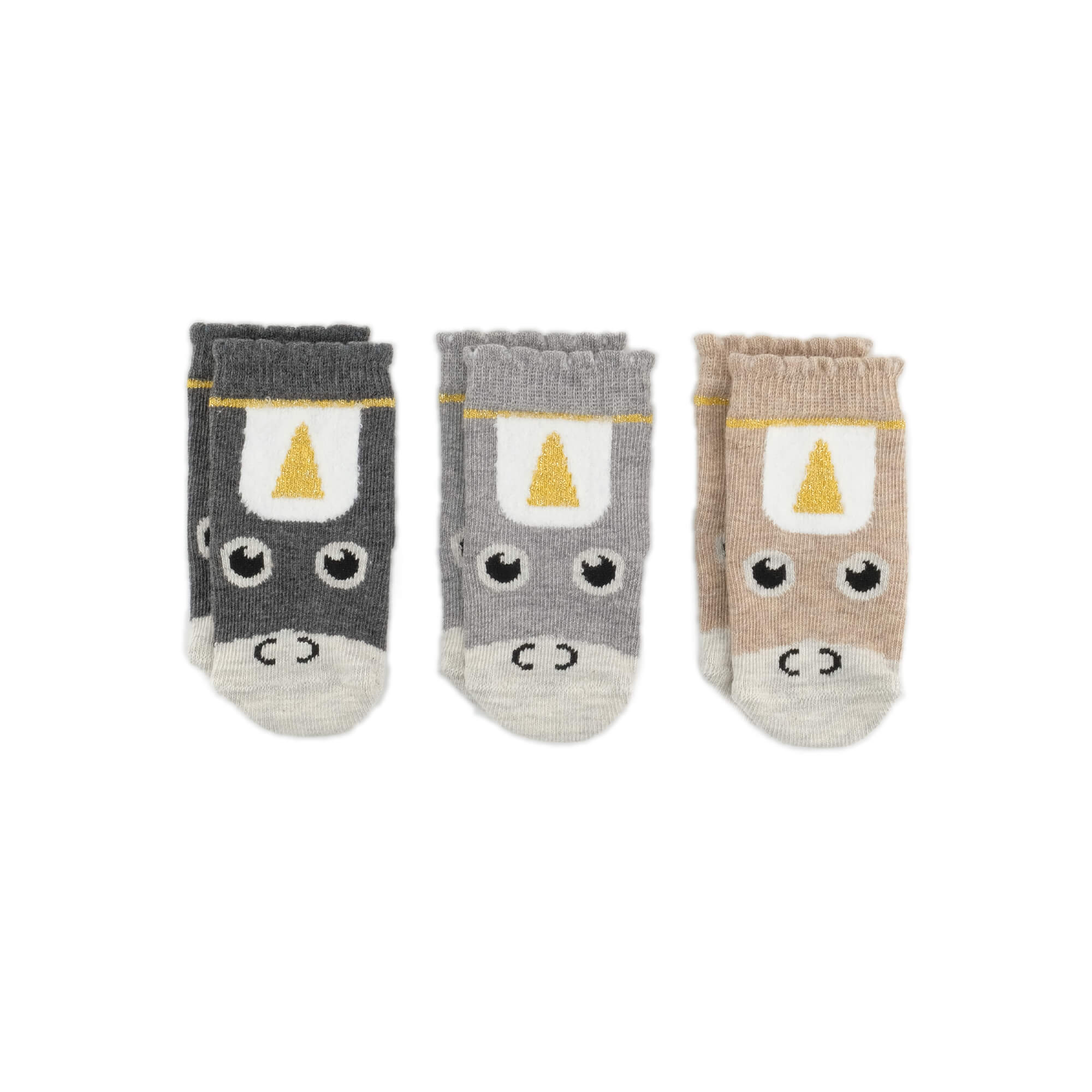 Baby Socks - Unicorn Baby Socks Gift Box - Metallics Gold and Heather Baby Socks - product front view⎪Lil'Etiquette Clothiers