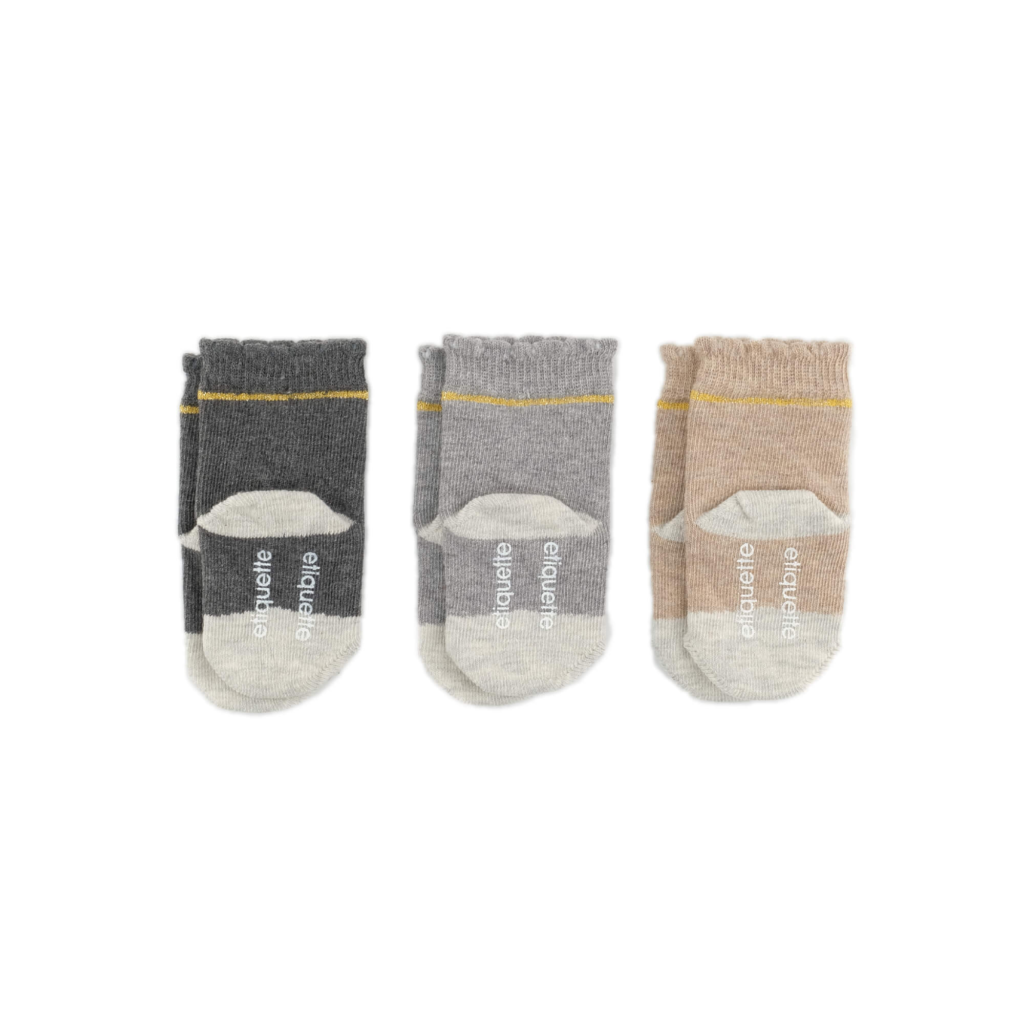 Baby Socks - Unicorn Baby Socks Gift Box - Metallics Gold and Heather Baby Socks - product back view⎪Lil'Etiquette Clothiers
