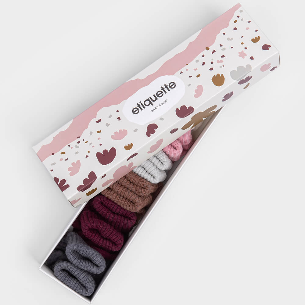 Organic Baby Socks - Everbloom Girl Baby Socks Gift Box - Top box view⎪Lil'Etiquette Clothiers