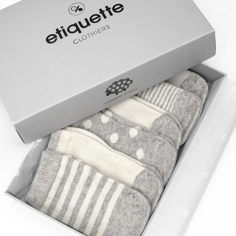 Baby Socks - Cashmere Baby Socks Bundle - Heather Grey - top box view⎪Lil'Etiquette Clothiers