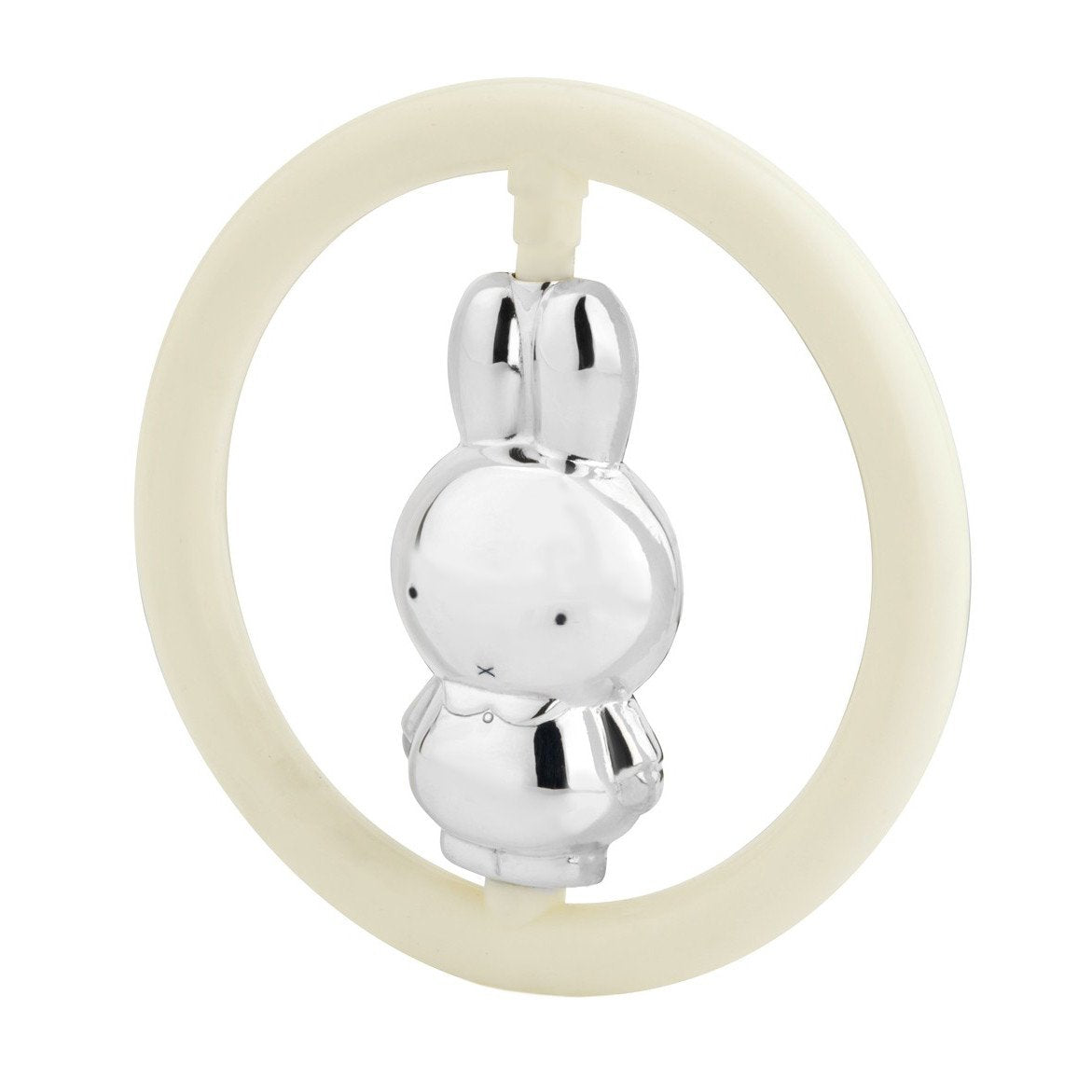 Miffy Nijntje Silver-plated rattle with miffy on a ring by Zilverstad - Gift for Newborns and Baby Showers⎪Lil'Etiquette Clothiers